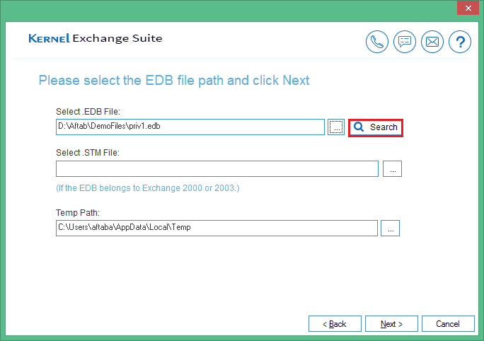 Search the EDB file