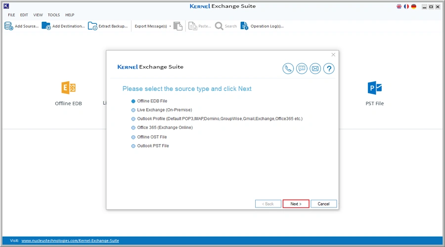 choose edb as source
