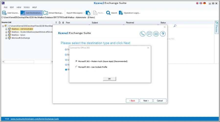 choose modern auth option