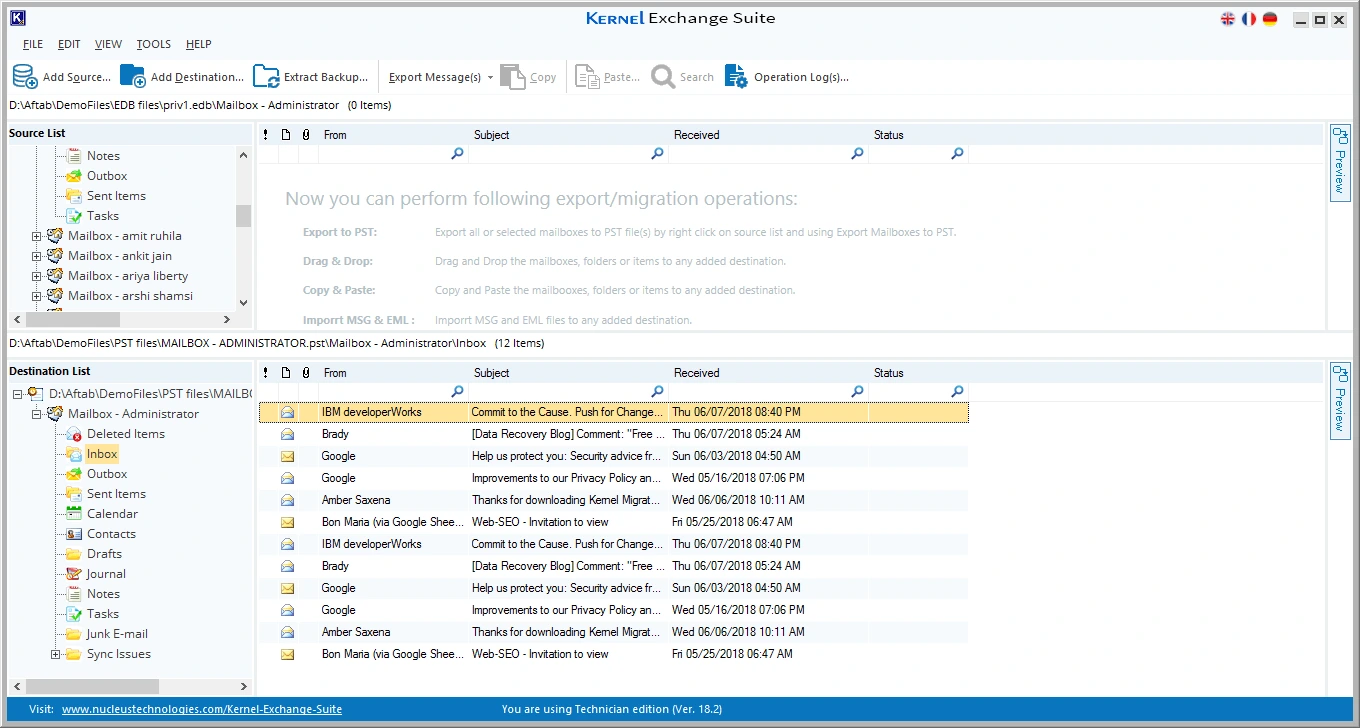 The folder are added to the destination