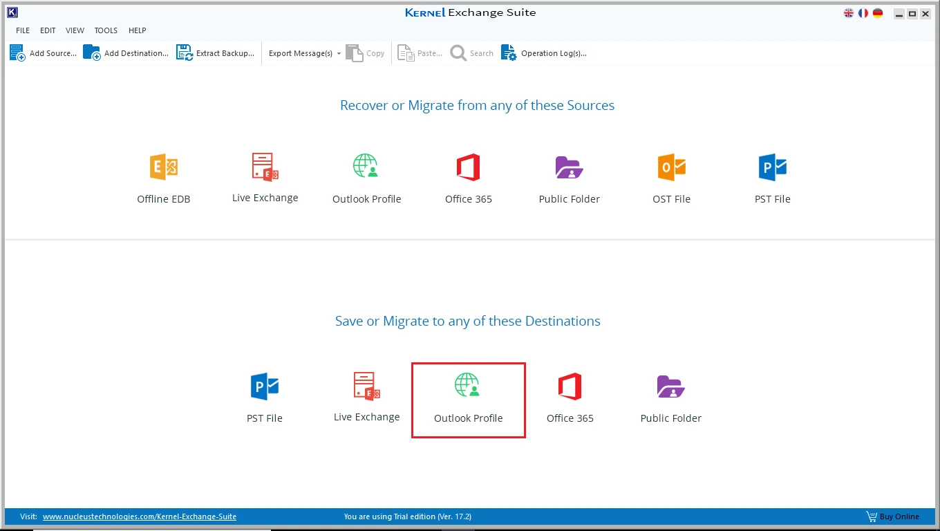 Run the application and click Outlook Profile