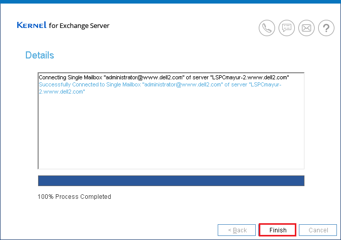 Successfully added live Exchange Server as the source