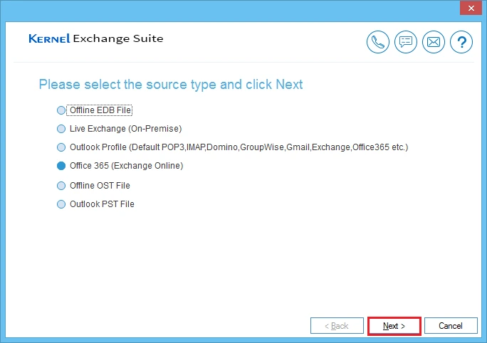 Select Office 365 (Exchange Online)