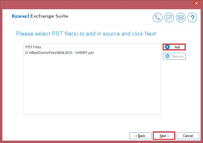 Add the PST file