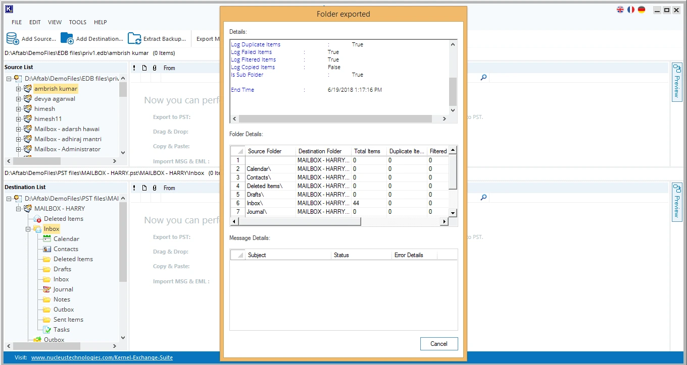 A migration report is displayed