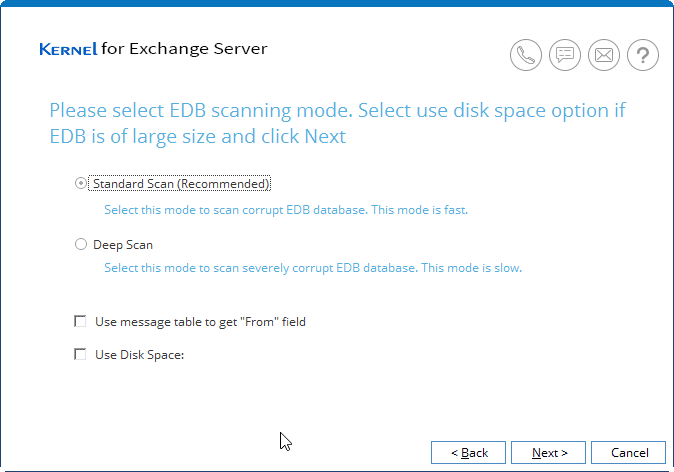 EDB Scanning Modes the tool