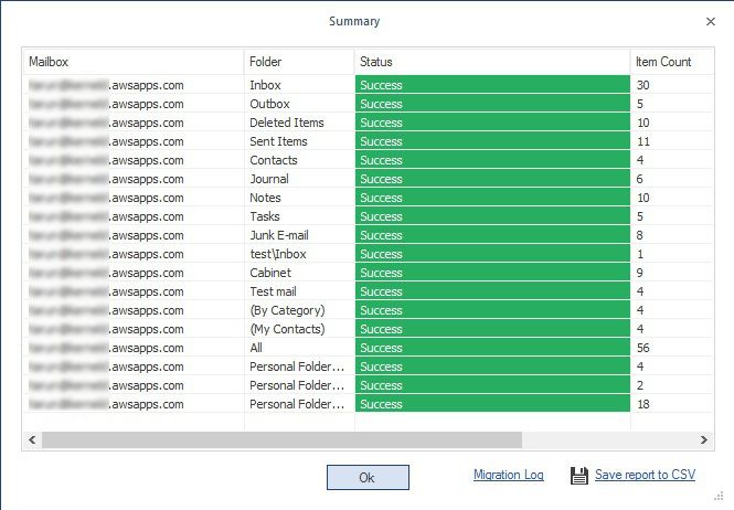 Save log reports to CSV after WorkMail mailbox export