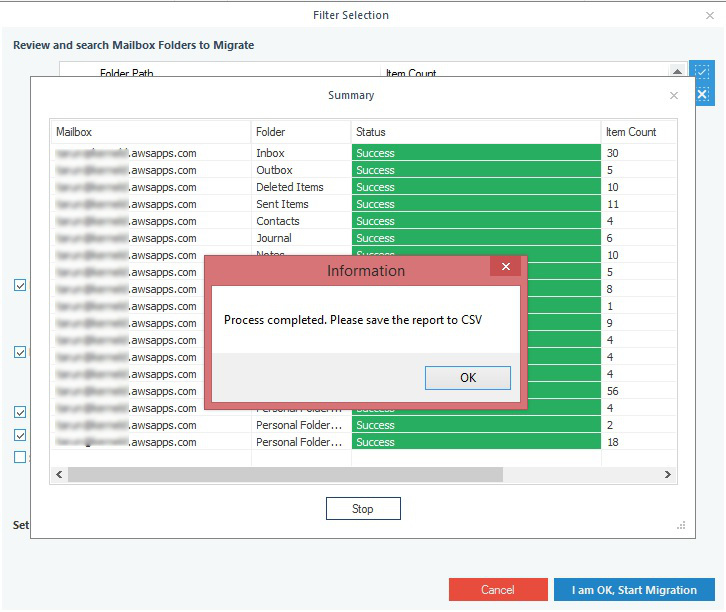 When the export process gets completed, click OK