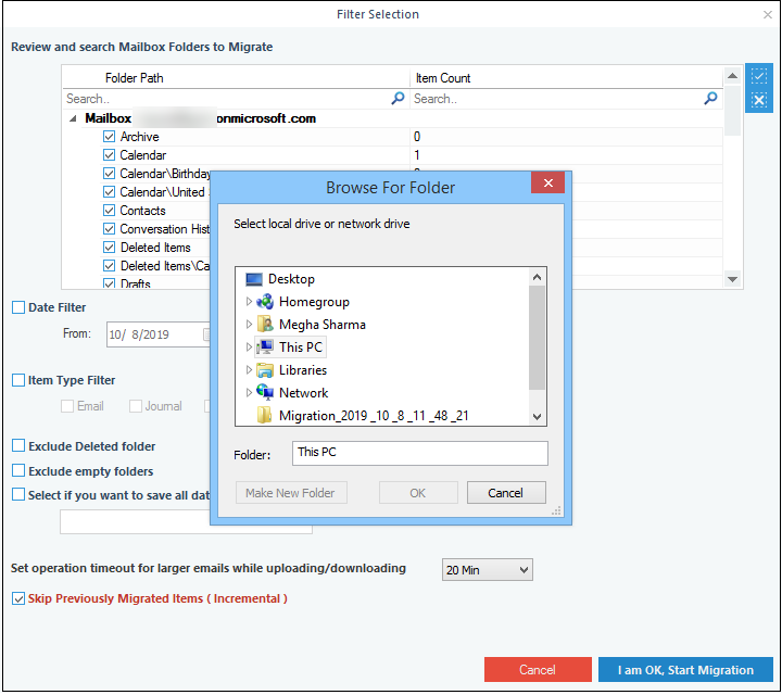 Provide the destination for saving the archive file