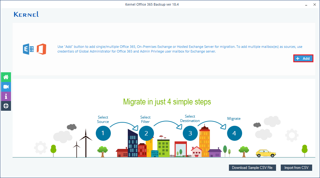 Launch the Kernel Office 365 Backup & Click the Backup button