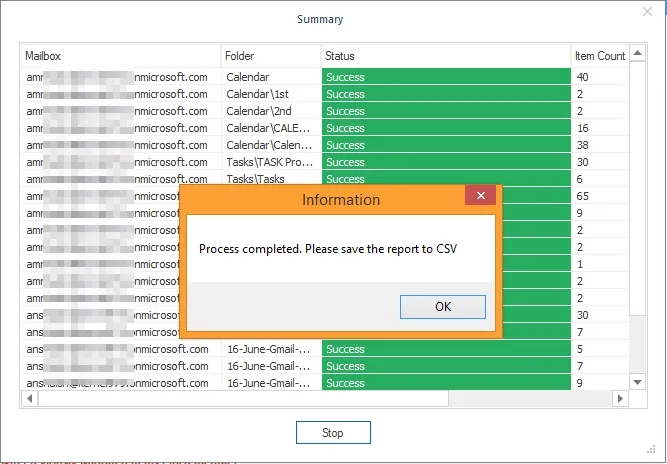 process completed