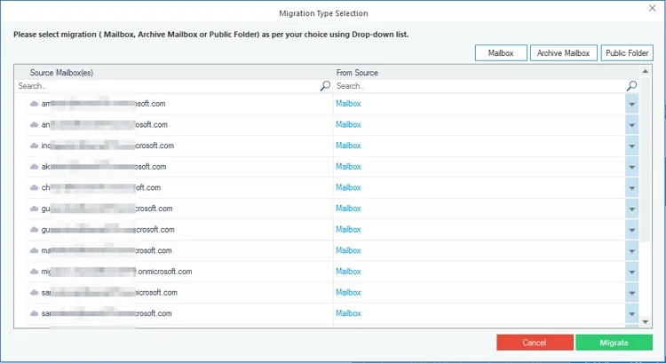 select the type of data from source