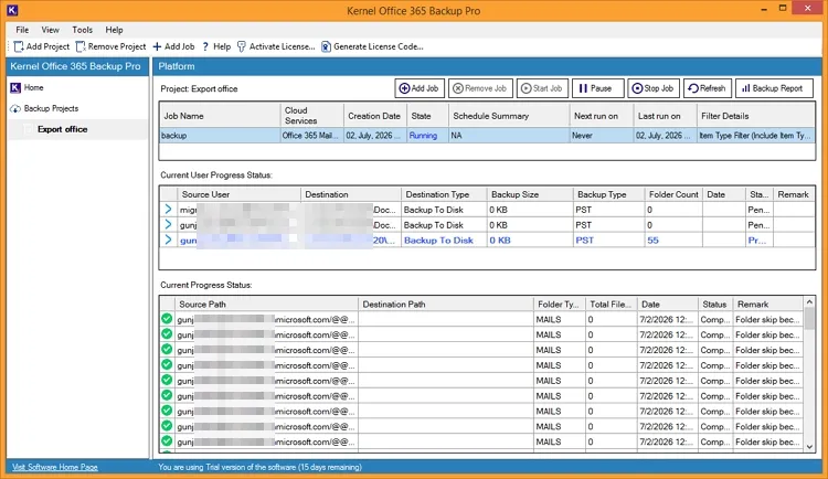 track real-time backup progress