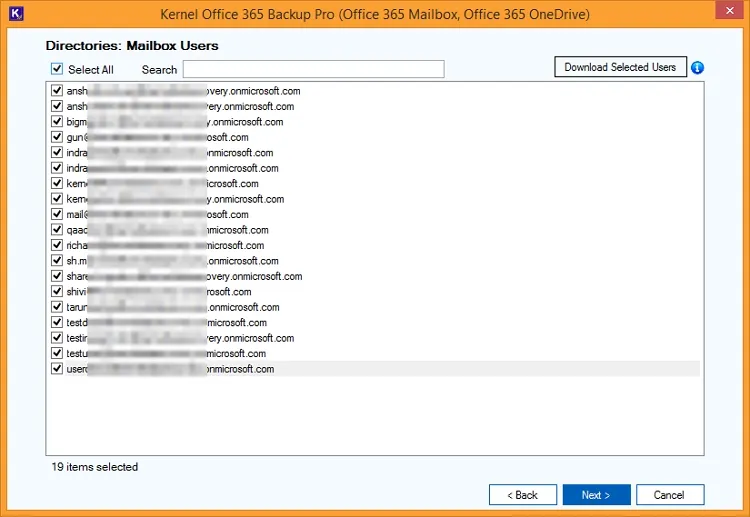 Select desired mailbox users
