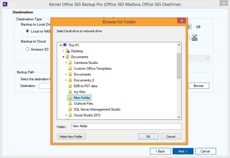Click on Browse and select the folder