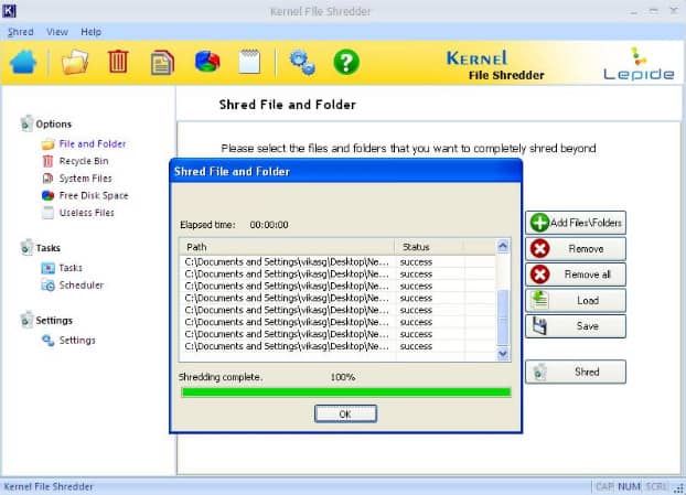 View file shredding process