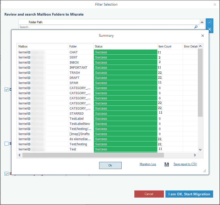 Save the backup report in the CSV file