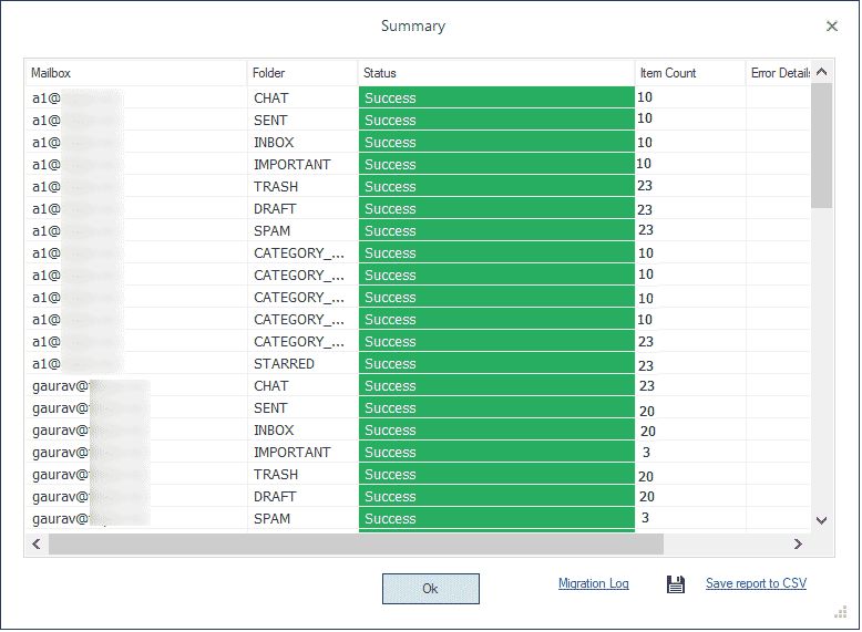 Click Save report to CSV option