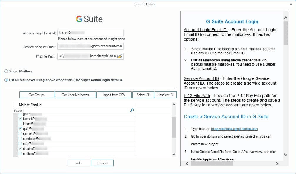 kernel g suite backup