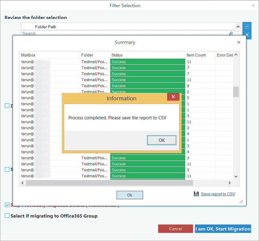 G Suite mailboxes have migrated to the Office 365 mailbox folders