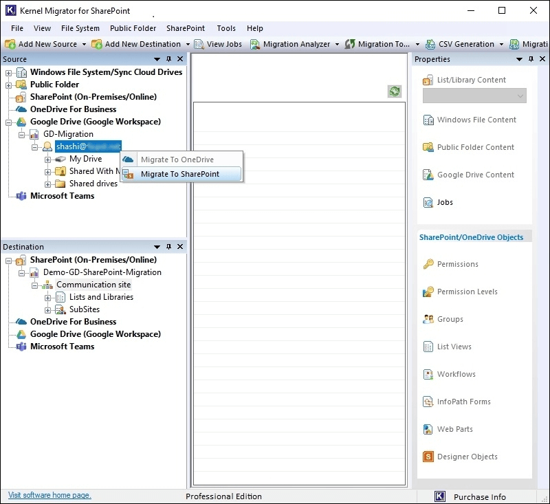 Select Migrate to SharePoint