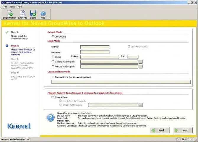 Various Mode options for conversion