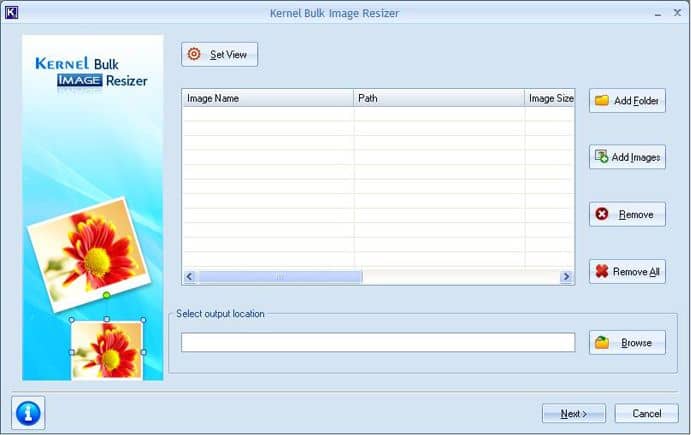 Welcome Screen of Kernel Bulk Image Resizer