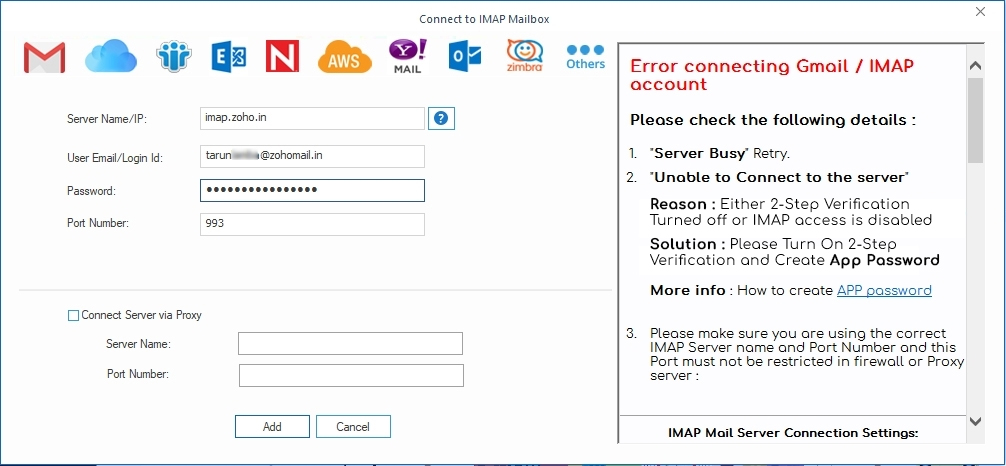 Enter credentials