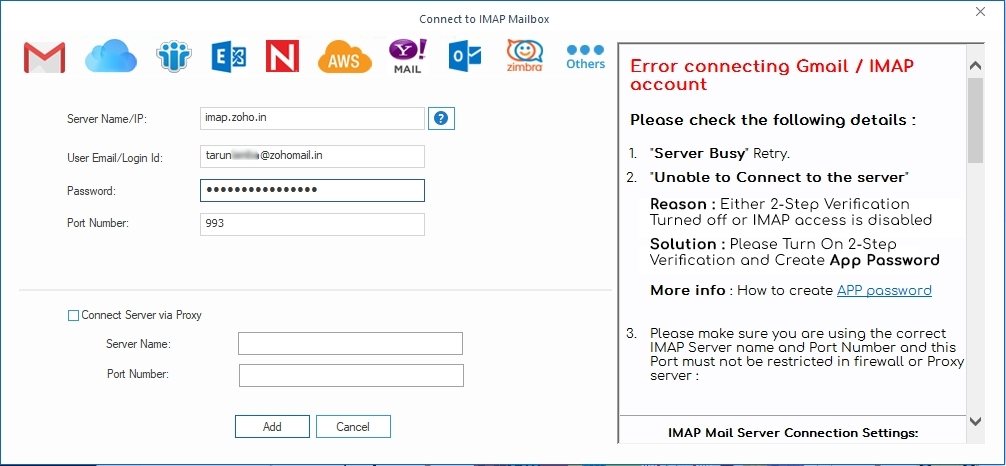 Enter credentials