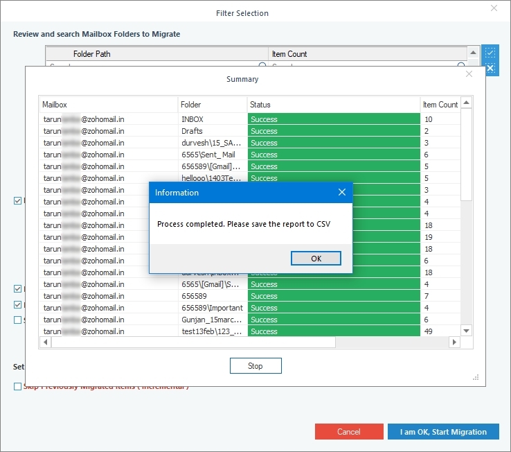 IMAP mailbox is successfully backed up to PST file