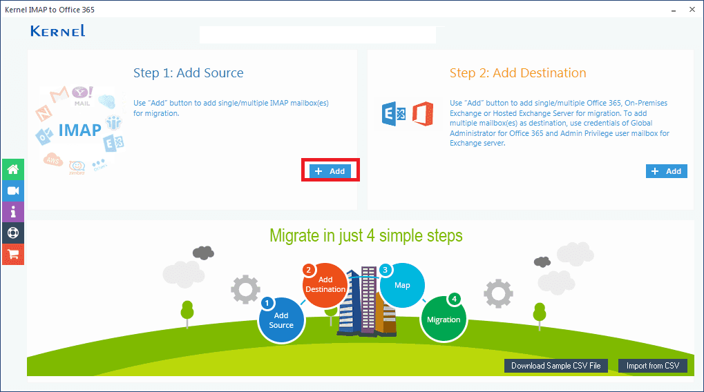 Kernel IMAP to Office 365 – Welcome Screen