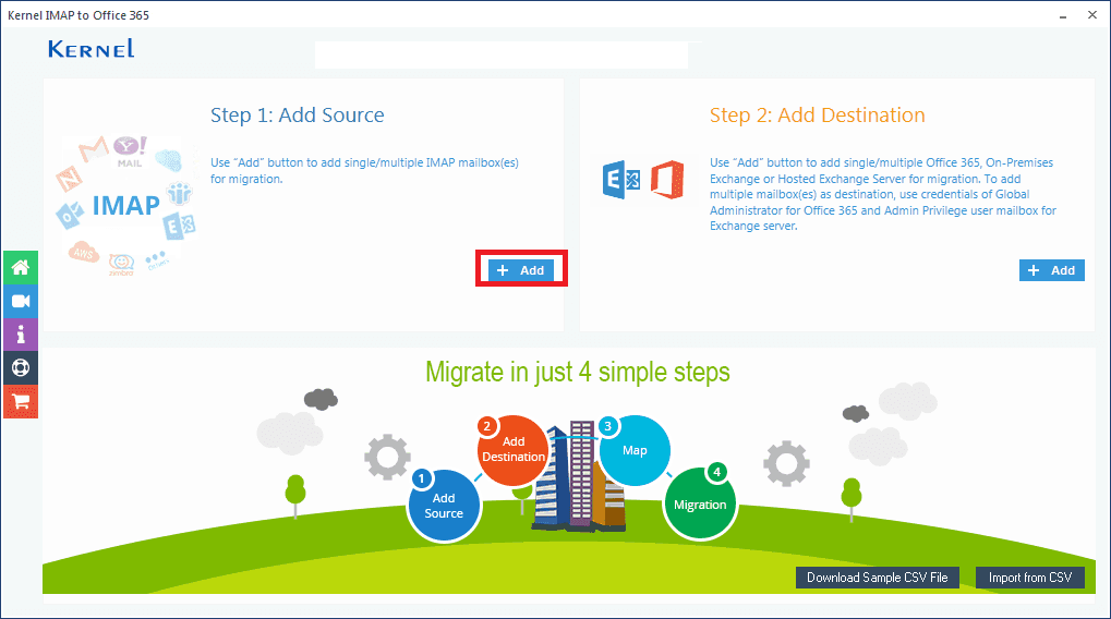 Kernel IMAP to Office 365 – Schermata di benvenuto