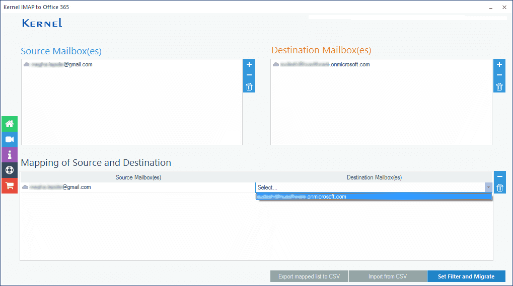 Mapping Source and Destination mailboxes