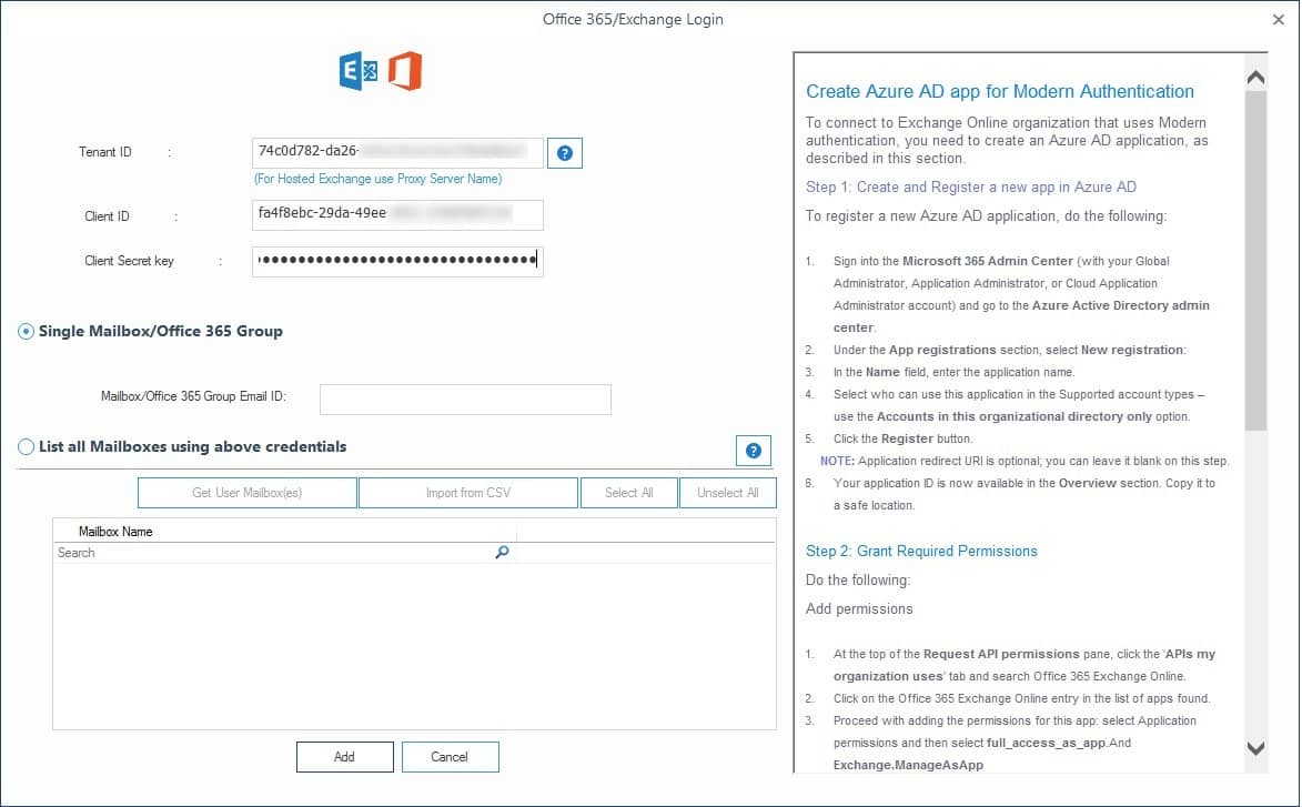 Asignación de buzones de correo de origen y destino