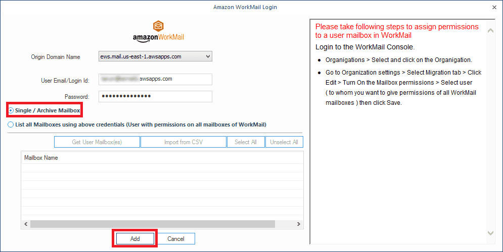 Import PST to single Amazon WorkMail mailbox or archive mailbox