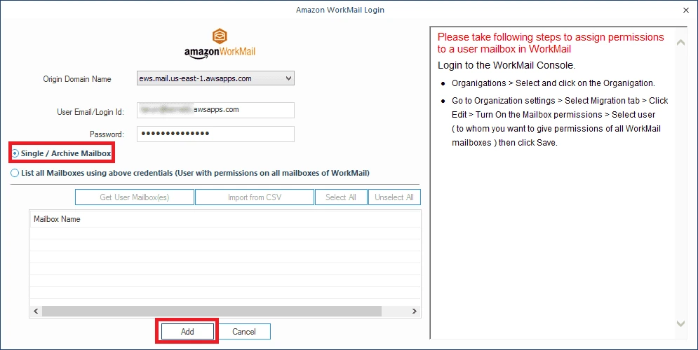 Import PST to single Amazon WorkMail mailbox or archive mailbox