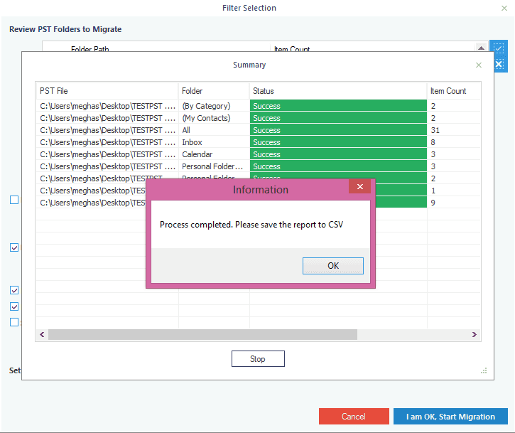 PST import to Amazon WorkMail done successfully