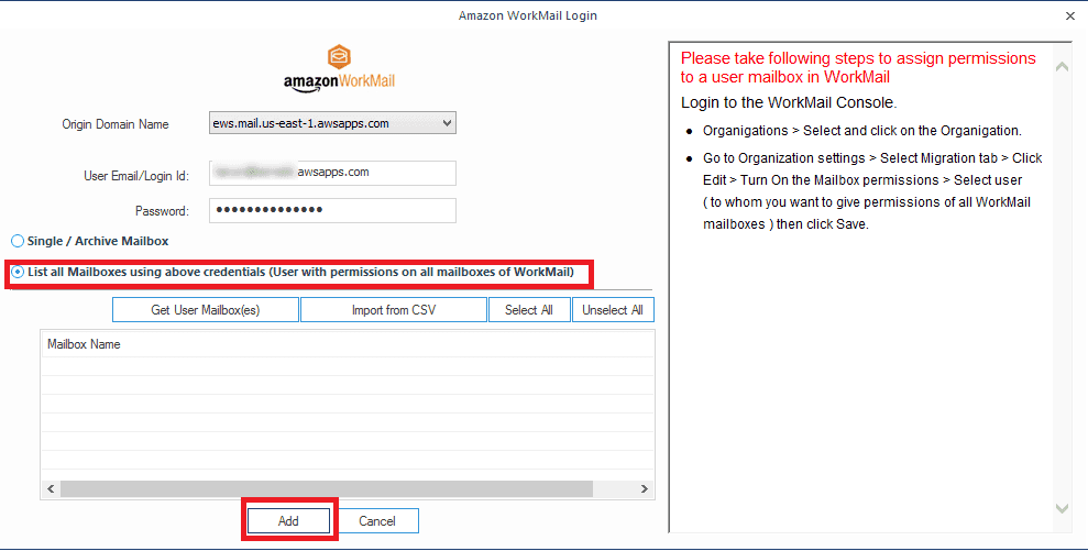 Importing PST files to multiple Amazon WorkMail mailboxes