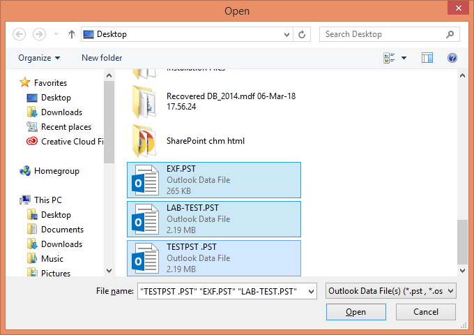 Select the required PST or OST file(s)