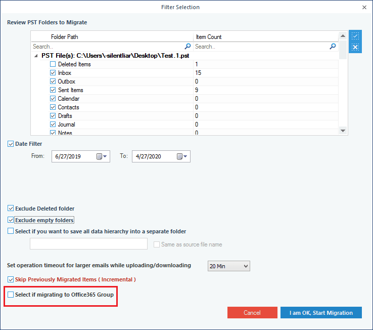 Apply specific filters to the PST file’s data