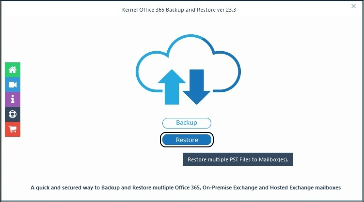 Launch Office 365 Backup and Restore tool