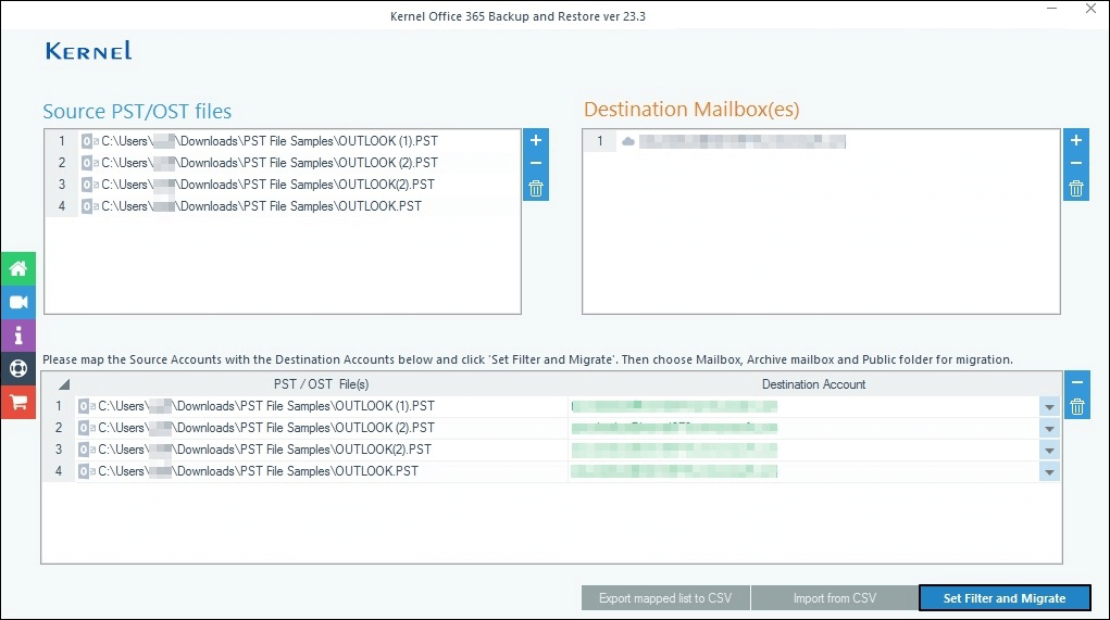 Map the PST/OST file to the Office 365/Exchange mailbox