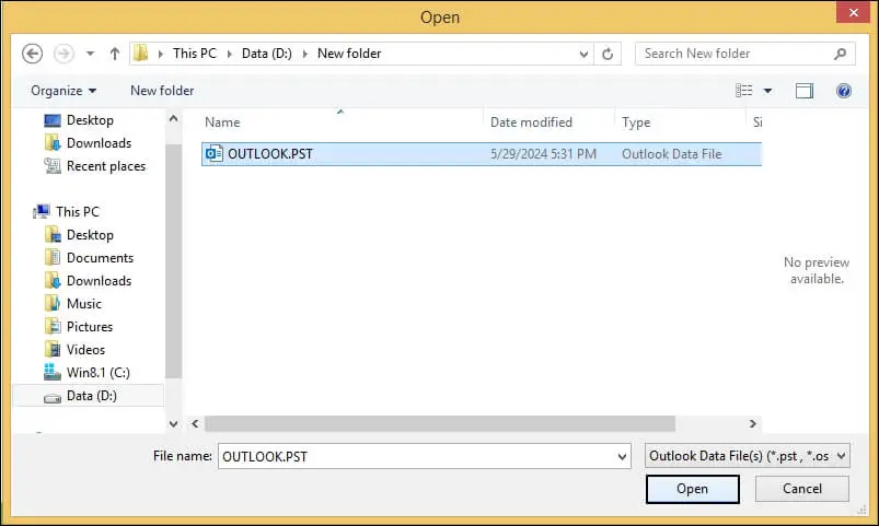 Browse and select the desired PST or OST files