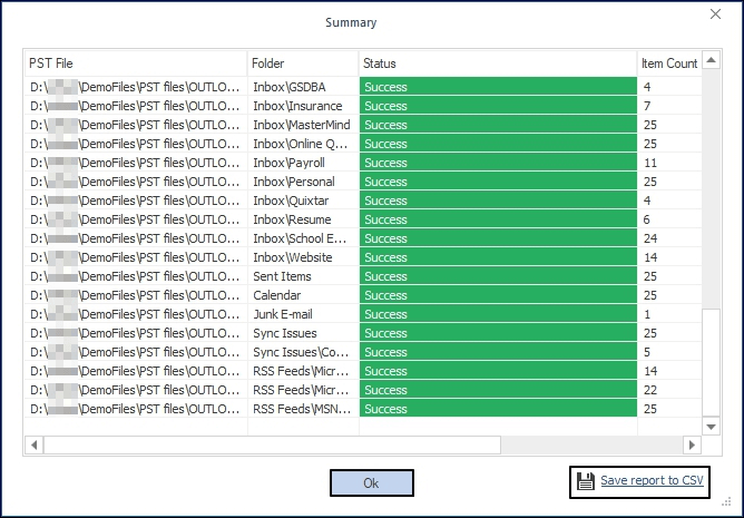 Click Save report to CSV