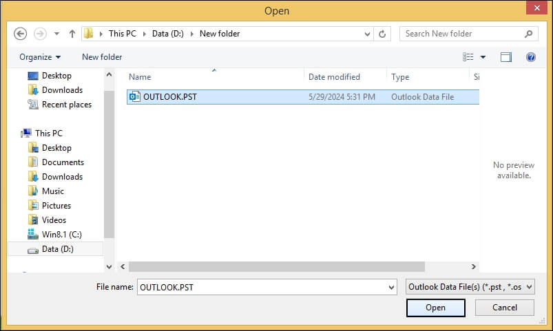 Browse and select the desired PST or OST files
