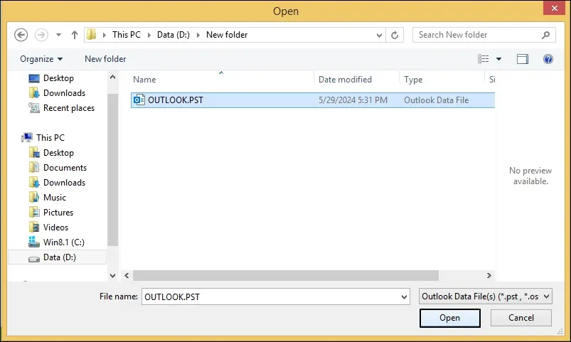 Browse and select the desired PST or OST files