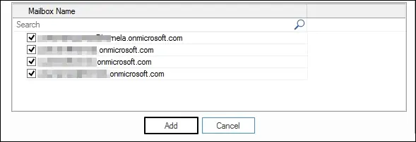 Select the required mailboxes and click Add