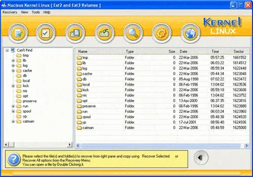 Screen displaying of all the recovered data
