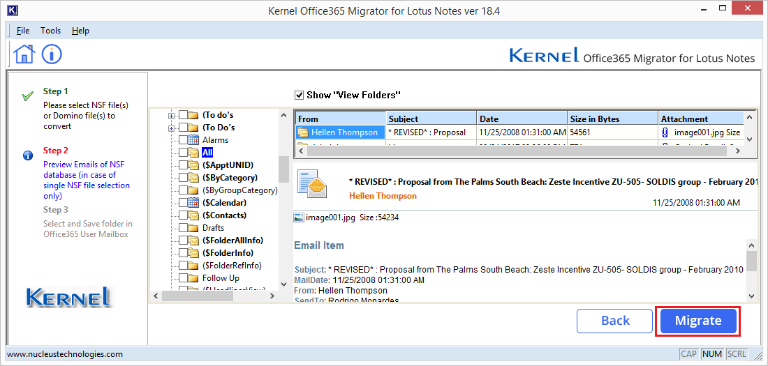 Source (PST/OST file) and destination (Office 365 account) added