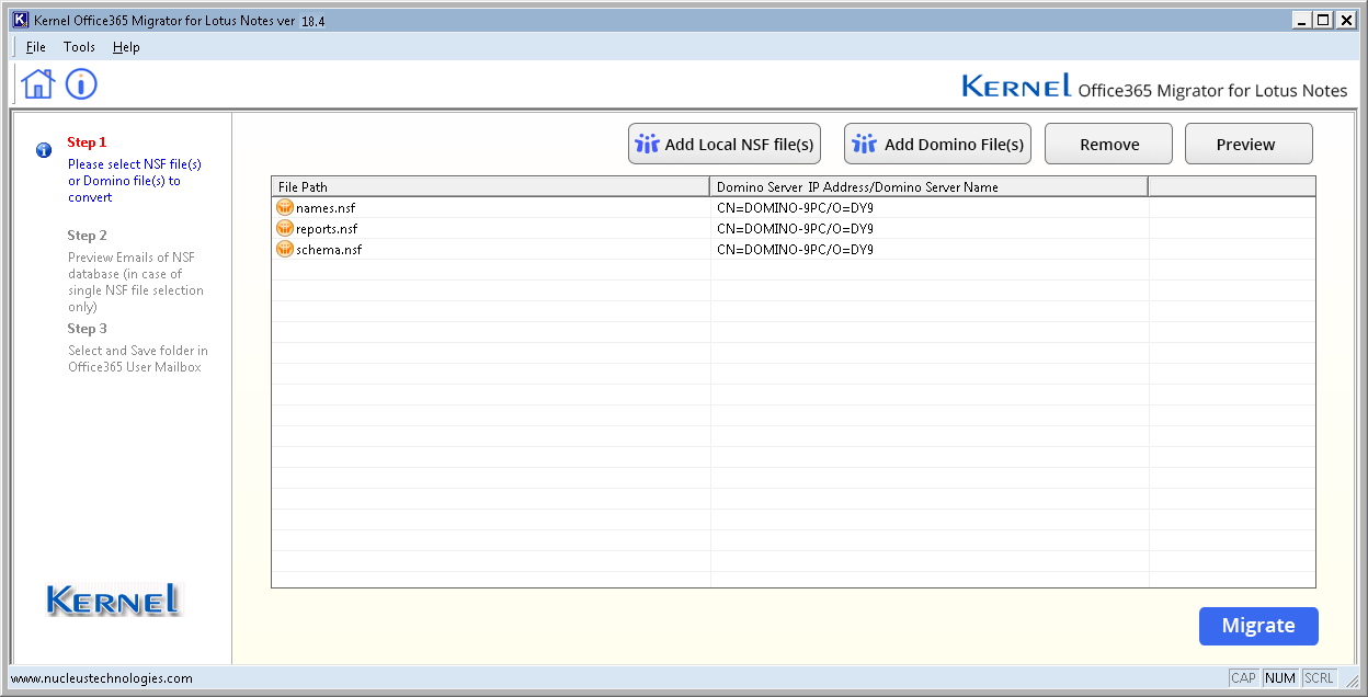 NSF files are successfully included as the source